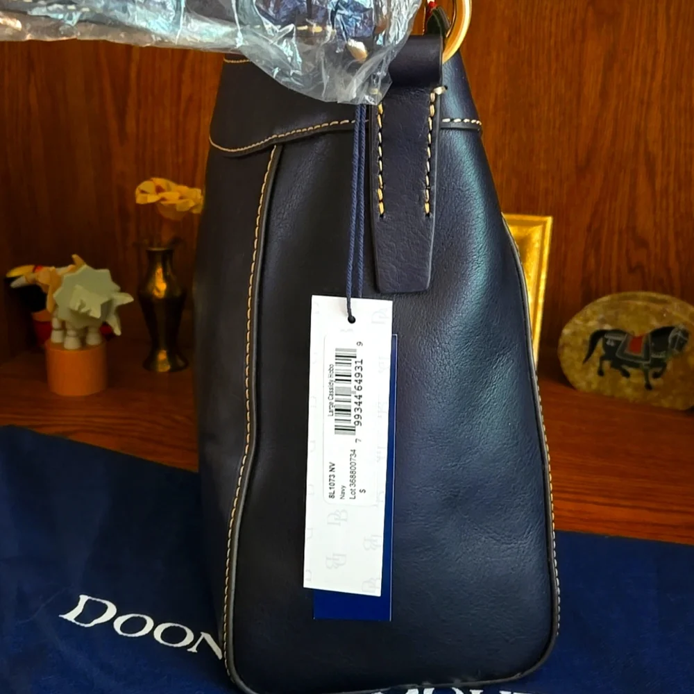 Dooney & Bourke Cassidy Hobo Navy Florentine leather NWT - Picture 6 of 15